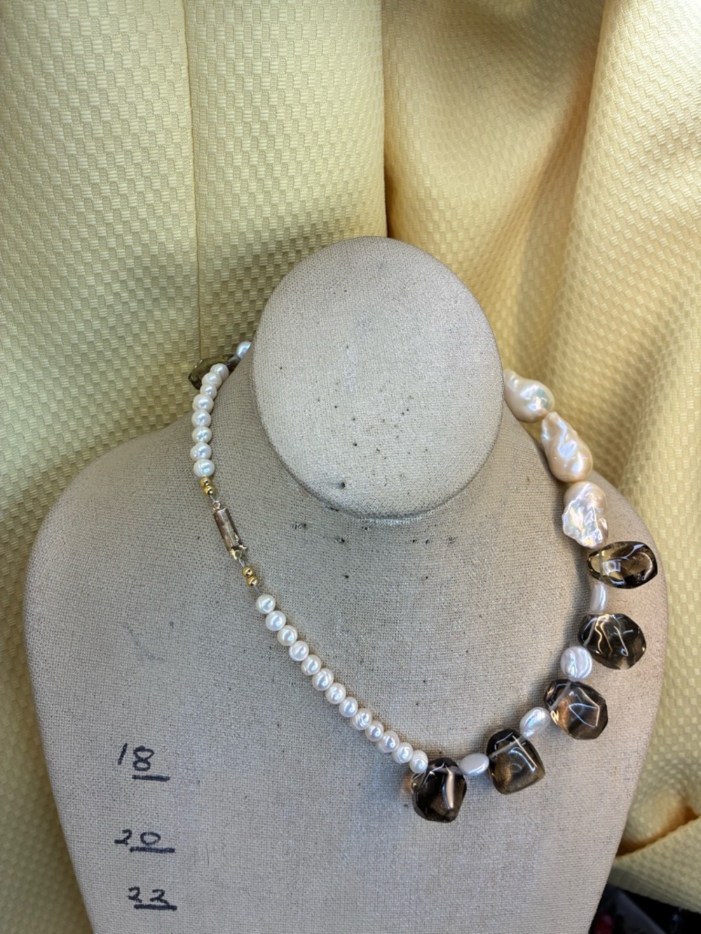 Artisan CreamBaroque Pearl & Smoky topaz Statement Necklace - Picture 2 of 2